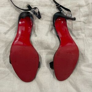 Christian Louboutin Black Leather Ankle Strap Heels – Red Bottom